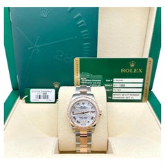 Rolex Datejust Midsize 178341 31mm MOP Diamond Dial 18K Rose Gold Steel Box Card