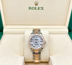 Rolex Datejust Midsize 178341 31mm MOP Diamond Dial 18K Rose Gold Steel Box Card