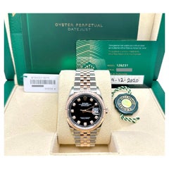 Rolex Datejust 36 126231, quadrante nero con diamanti, acciaio e oro rosa 18 carati, scatola e documenti