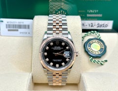 Rolex Datejust 36 126231, quadrante nero con diamanti, acciaio e oro rosa 18 carati, scatola e documenti