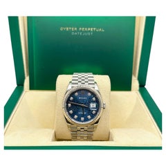 Rolex Datejust 126234 36mm Blue Jubilee Diamond Dial 18K White Gold Steel Box