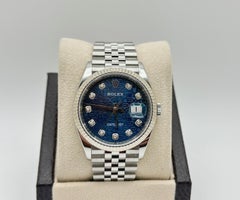Rolex Datejust 126234 36mm Blue Jubilee Diamond Dial 18K White Gold Steel Box