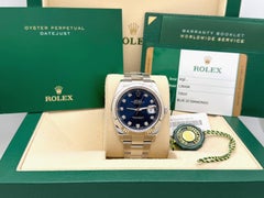 Rolex Datejust II 126334, 41 mm, blaues Zifferblatt mit Diamanten, Edelstahl, Originalverpackung, Papiere