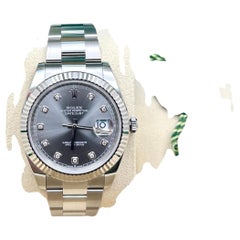 Rolex Datejust 41 126334 del 2024, color ardesia, rodio, diamanti, oro 18 carati, acciaio, scatola e documenti