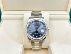 Rolex Datejust 41 126334 del 2024, color ardesia, rodio, diamanti, oro 18 carati, acciaio, scatola e documenti