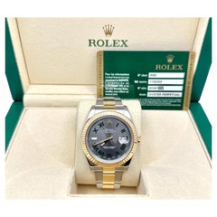 Rolex Datejust II 116333 41mm Slate Wimbledon Dial 18K Gold Steel Box Paper