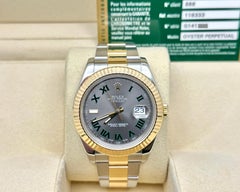 Rolex Datejust II 116333 41mm Slate Wimbledon Dial 18K Gold Steel Box Paper