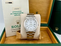 Rolex Date 15200 34mm White Roman Dial Stainless Steel Box Papers