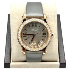 Chopard Happy Sport 274808-5014, 36 mm, „Floating Diamond“, 18 Karat Roségold, mit Originalverpackung und Papieren