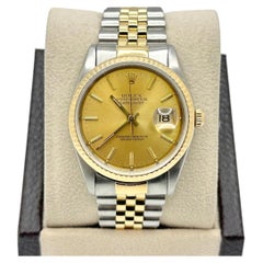 Rolex Datejust 16233 36mm Champagne Dial 18k Yellow Gold Stainless Steel