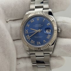 Rolex Datejust 41 126334 41mm Azzurro Blue Roman Dial 18k Gold Steel Box