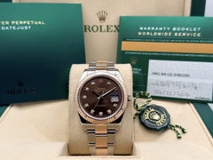 Rolex Datejust 41 126331, quadrante color cioccolato con diamanti, oro rosa 18 carati, acciaio, scatola e documenti