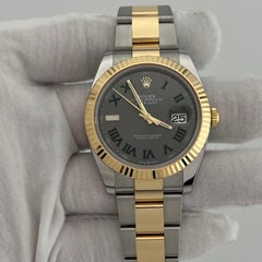 Rolex Datejust 41 Slate Wimbledon Dial 126333 18k Yellow Gold Steel Box Paper