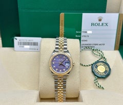Rolex Ladies Datejust 279173 Lavender Purple Diamond Dial 18K Gold Steel 28mm