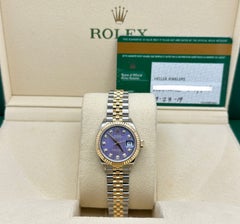 Rolex Ladies Datejust 279173 Lavender Purple Diamond Dial 18K Gold Steel 28mm