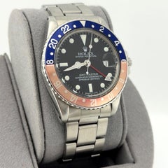 Vintage Rolex GMT Master Pepsi 1675 40mm Blue and Red Bezel Stainless Steel