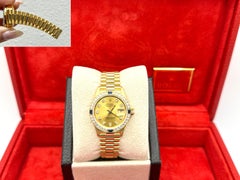 Rolex Ladies President 69088 Diamond Dial Diamond Sapphire Bezel 18K Yellow Gold