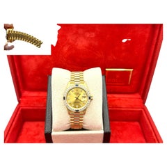 Rolex Ladies President 69088 Diamond Dial Diamond Sapphire Bezel 18K Yellow Gold