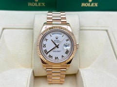 Rolex President Day Date II 218235 41mm Ivory Roman Dial 18K Rose Gold