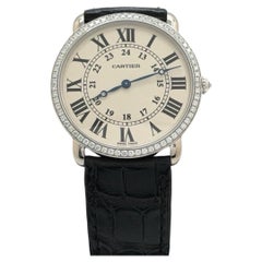Cartier Ronde Louis WR000551 2890 36mm Factory Diamond Bezel 18k White Gold