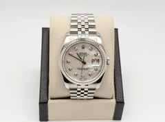 Rolex Datejust 116234 36mm Mother Of Pearl MOP Diamond Dial 18K White Gold Steel