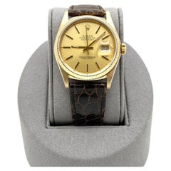 Rolex Datejust 16018 36mm Champagne Dial 18k Yellow Gold Leather Strap