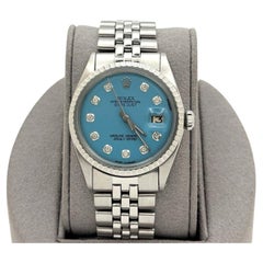 Rolex Datejust 1603 36mm Light Blue Diamond Dial Stainless Steel