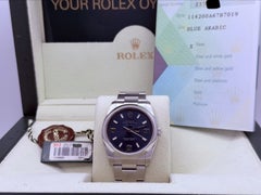 Rolex Oyster Perpetual Air King 114200, 34 mm, cadran bleu, acier inoxydable, avec boîte et papiers