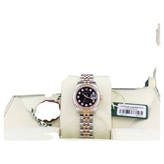 Rolex Datejust 179171 Black Jubilee Diamond Dial 18k Rose Gold Steel Box Paper
