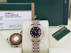 Rolex Datejust 179171 Black Jubilee Diamond Dial 18k Rose Gold Steel Box Paper