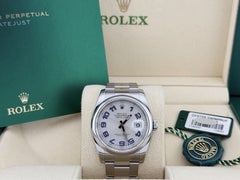Rolex Datejust 116200 36mm Silver Deco Blue Arabic Numeral Dial Stainless Steel