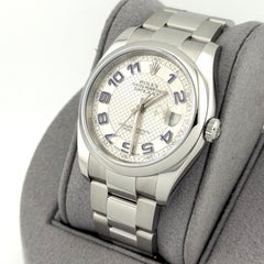 Rolex Datejust 116200 36mm Silver Deco Blue Arabic Numeral Dial Stainless Steel