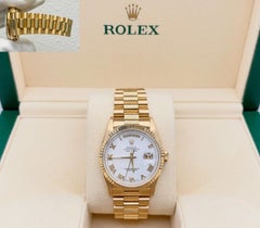 Rolex Day Date President 18238 36mm White Roman Dial 18k Yellow Gold
