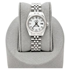 Rolex Ladies Datejust 179174 Factory White Diamond Dial 18k Gold Steel Jubilee