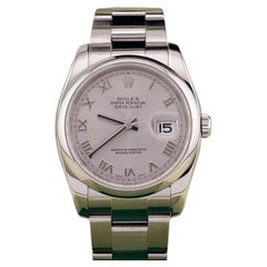 Rolex Datejust 116200 36mm Rhodium Roman Dial Steel Box Paper Service Card