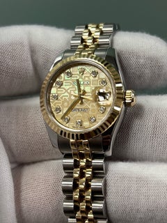 Rolex Lady Datejust 179173 26mm Mother of Pearl MOP Diamond Dial 18k Gold Steel