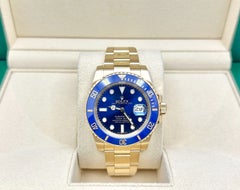 2017 Rolex Submariner 116618LB 40mm Blue Ceramic 18k Yellow Gold Box Paper