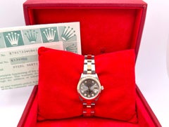 Rolex Ladies Datejust 79173 Steel Serti Diamond Dial 18k Gold Steel Box Paper