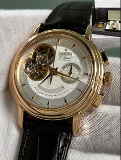 Zenith 18.0240.4021/01.C495 Chronomaster T Open 18K Rose Gold Leather Strap Box