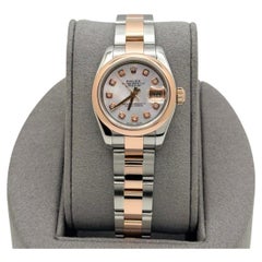 Rolex Lady Datejust 179161 26mm Mother of Pearl Diamond Dial 18k Rose Gold Steel