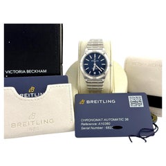 Breitling Chronomat 36 A10380 36mm Victoria Beckham Blue Dial Steel Box Paper