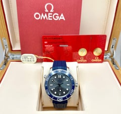 OMEGA Seamaster Diver 300M 210.32.42.20.06.001 Blaue Keramik, Edelstahl, Originalverpackung, Papiere