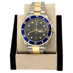 Rolex Submariner Date Blue 16613 40mm Tropical Serti Diamond Dial 18k Gold Steel