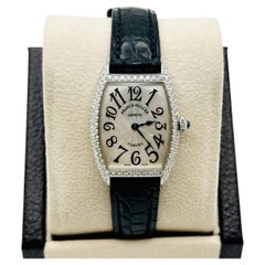 Franck Muller Ladies Cintree Curvex 1752 QZ D 18K White Gold Pave Diamond Bezel