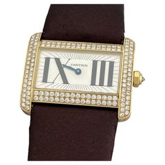 Cartier Tank Divan 2601 31mm Factory Diamond Bezel 18k Yellow Gold Box