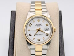 Rolex Date 15203 34mm White Arabic Dial 18k Yellow Gold Stainless Steel