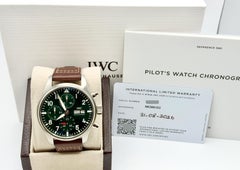 2026 IWC Pilot Chronograph IW388103 41mm Green Dial Stainless Steel Box Papers