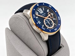 Cartier Calibre Diver W2CA0008 3729 42mm Blue Dial 18k Rose Gold Stainless Steel