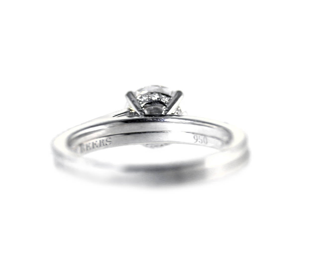 Women's DeBeers Diamond Platinum Engagement Ring For Sale