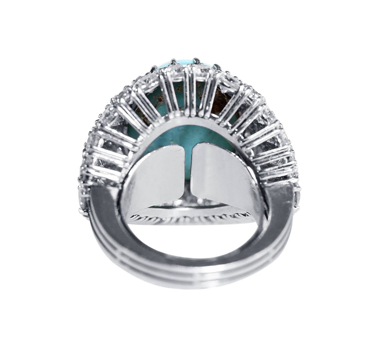 Women's Turquoise Cabochon Diamond Gold Ring